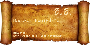 Bacskai Bonifác névjegykártya
